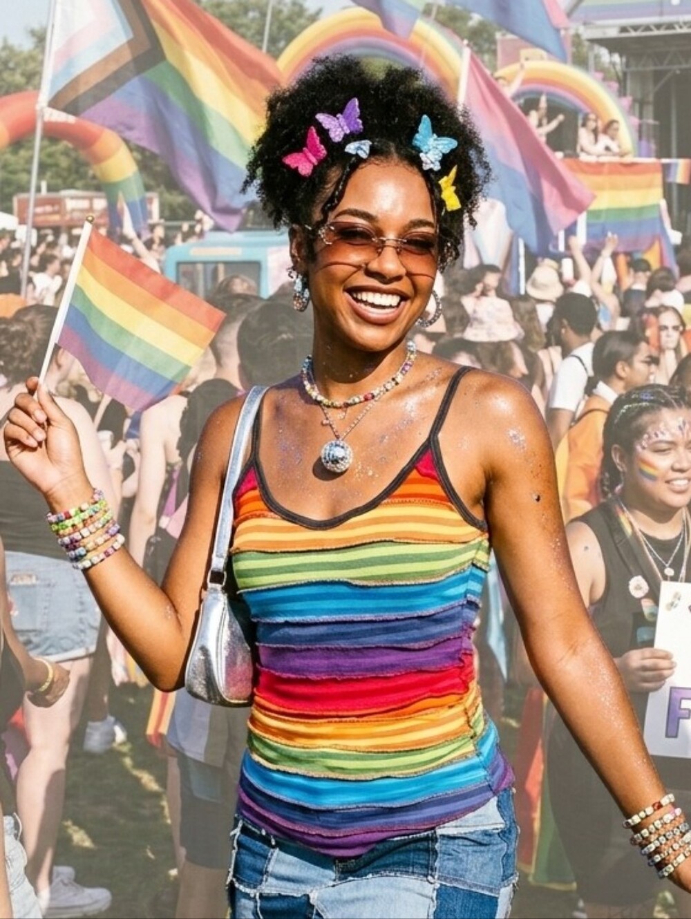Vintage Y2K Festival Boho Summer Vacation Pride Week Rainbow Tank Top